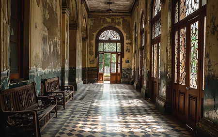 Interior of an old abandoned building in the center of Lviv, Ukraineの素材