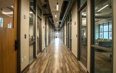 Interior of a corridor in a modern office building. Nobody insideの素材