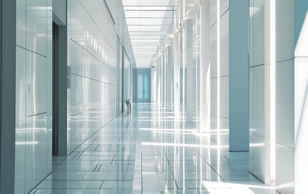 Interior of a corridor in a modern office building. 3d renderingの素材