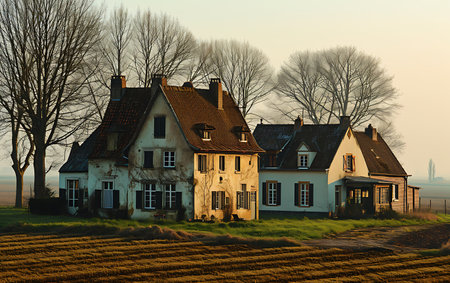 Old house in the village at dawn. Landscape with old houseの素材