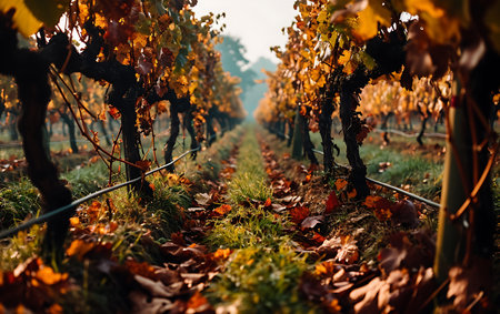 Vineyards in autumn. Vineyards in autumn. Autumn vineyard.の素材