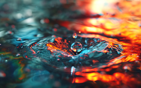 Water drops on the surface of the water after a drop of waterの素材