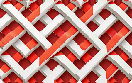 3d render, abstract background, red and white geometric pattern, art designの素材