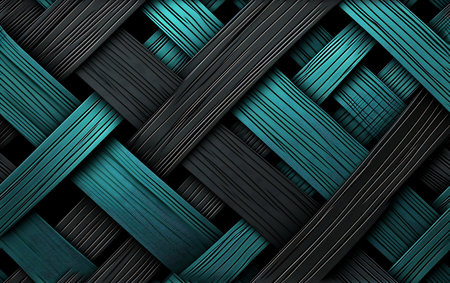 Blue and black wicker background. 3d rendering, 3d illustration.の素材