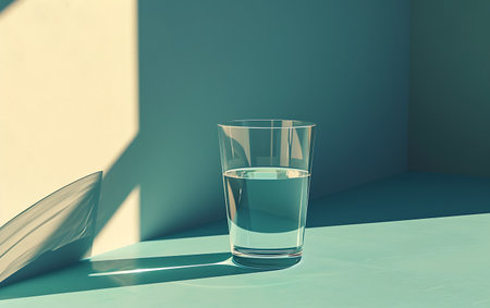Glass of water with shadow on the wall. 3D Renderingの素材