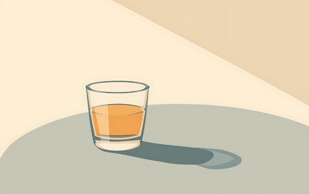 glass of whiskey on the background of the sun and shadows. vector illustrationの素材