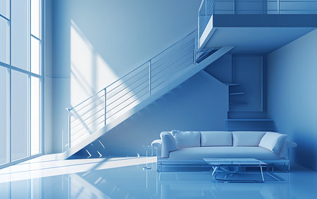Modern bright interiors. 3d rendered illustration Computer generated imageの素材