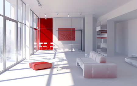modern bright interiors 3D rendering illustration computer generated image not photosの素材