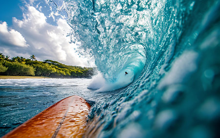 Surfing on the ocean wave. Surfing on the ocean wave.の素材