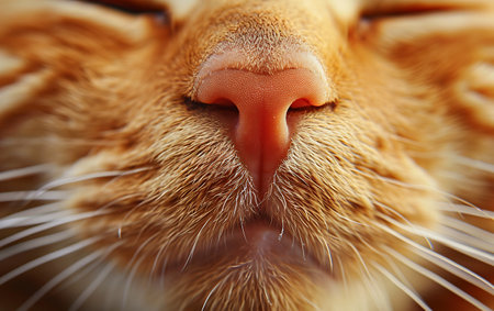 Close up of a ginger cat's nose. Shallow depth of field.の素材