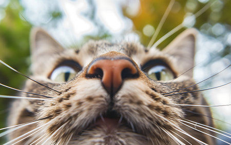 Portrait of a tabby cat with big eyes close-upの素材