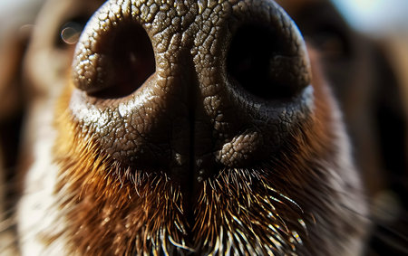 Close-up of the nose of a dog. Shallow depth of field.の素材