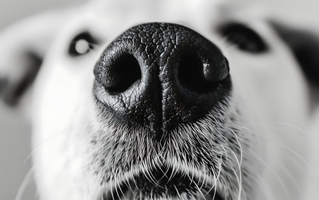 Close up of a dog's nose. Shallow depth of field.の素材