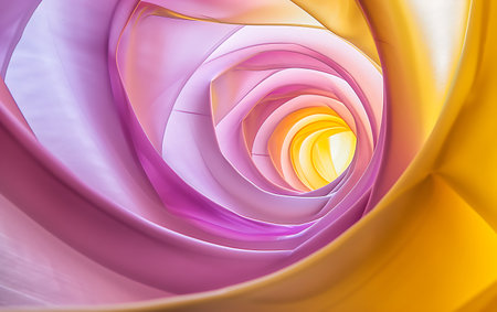 Abstract background with curved lines in pink, yellow and purple colors.の素材