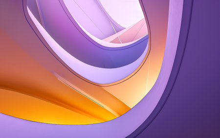 3d rendering of abstract background. Futuristic shape in purple and orange colors.の素材