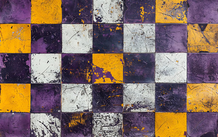 Colorful checkered wall background. Abstract grunge texture.の素材