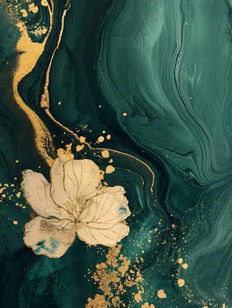 Marble abstract acrylic background. Marbling artwork texture. Agate ripple pattern. Gold powder.の素材