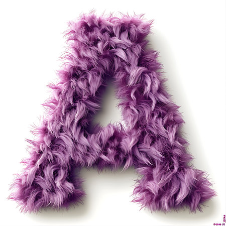 Purple fur alphabet A, uppercase. 3d renderingの素材