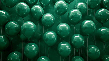 Green balloons background. 3d rendering, 3d illustration.の素材