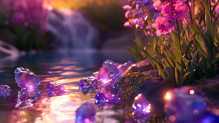 Beautiful flowers in the garden at sunset. Selective focus.の素材