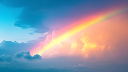 Beautiful rainbow in the sky. 3d rendering, illustration.の素材