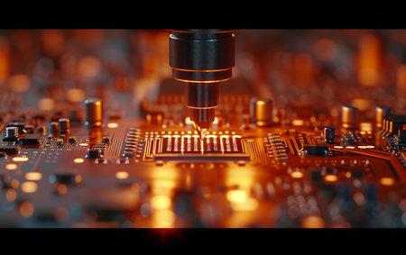 3D printed circuit board close-up. 3D printing.の素材