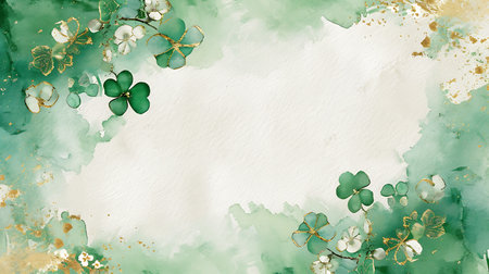 Watercolor floral background with green leaves and flowers. Vector illustration.の素材
