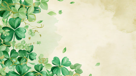 St. Patrick's Day background with clover leaves. Vector illustration.の素材