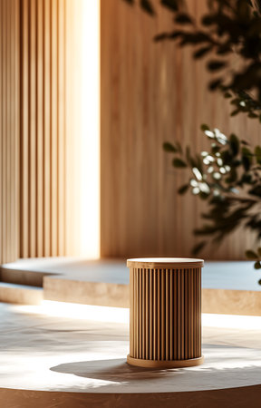 Wooden floor lamp on the background of the wooden wall. 3d renderingの素材