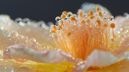 Water drops on yellow rose petals. Shallow depth of field.の素材