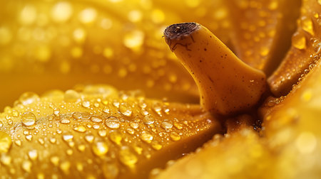 Macro shot of a yellow rose petal with water dropletsの素材