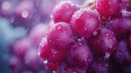 Grapes with water drops, close-up, selective focusの素材