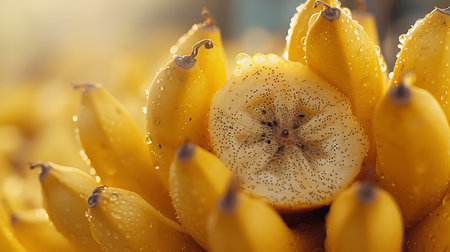 Banana peel with water droplets on it. Close up.の素材