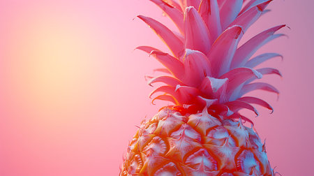 Pineapple on a pink background. Close-up shot.の素材