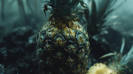 Pineapple in the dark, close-up. 3d illustrationの素材