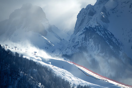 Ski resort in Caucasus mountains, Georgia, Gudauri region.の素材