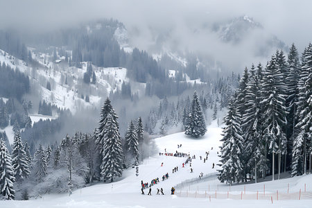 Winter in the Swiss Alps (Braunwald, Switzerland)の素材