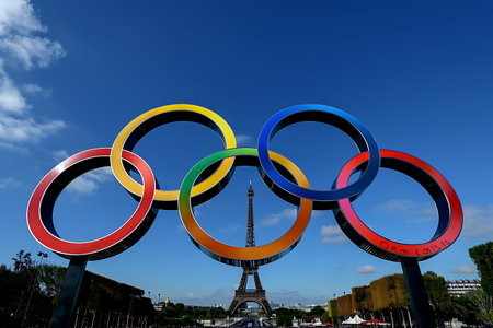 Eiffel Tower in Paris, France. The Eiffel Tower is a symbol of Paris.の素材