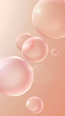 Pink soap bubbles on a light background. Vector illustration for your designの素材