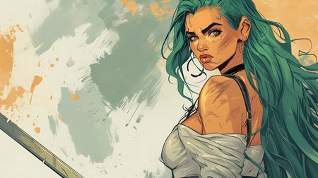 Fashion illustration of beautiful woman in sketch-style. Vector illustration.の素材