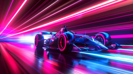 race car on the road with motion blur background. 3d renderingの素材