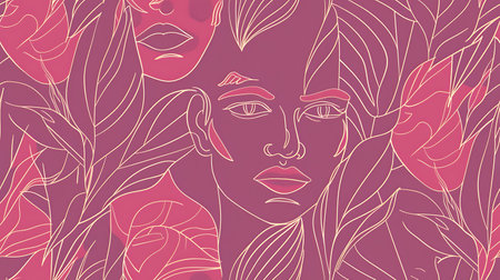 Beautiful woman face with abstract floral background. Vector illustration EPS10の素材