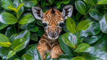 Giraffe in the jungle. Beautiful animal in the nature.の素材