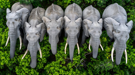 Elephants in the forest of Chiang Mai, Thailand.の素材