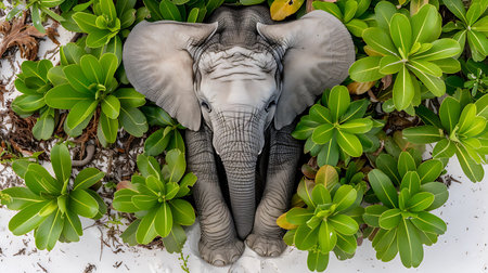 Elephant in the tropical forest. The concept of exotic and exotic tourismの素材