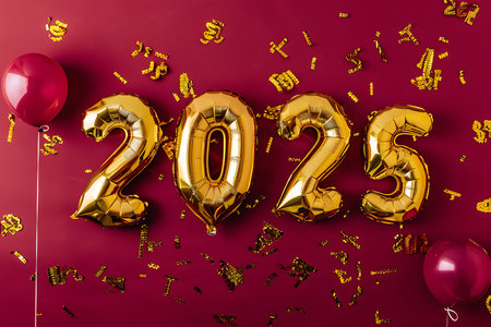 red background. Happy New Year conceptの素材