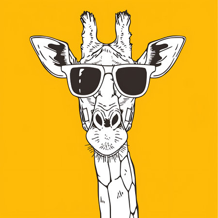 Giraffe in sunglasses. Vector illustration of a giraffe.の素材