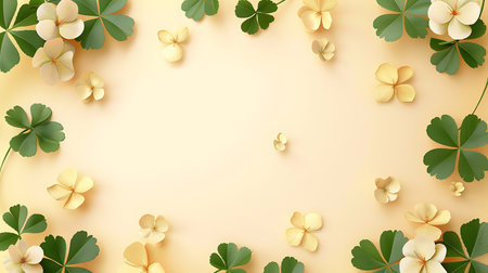 St. Patrick's Day background with clover leaves and gold coinsの素材