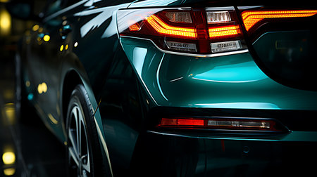 Close-up image of the headlight of a modern car.の素材