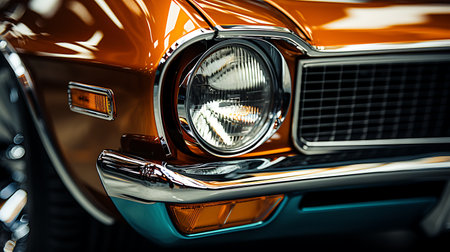 Close-up image of the headlight of a modern car.の素材